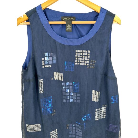 Lane Bryant Top Shirt Blouse Womens size 16 Sequins Layered Cocktail Side Zip - Picture 4 of 9